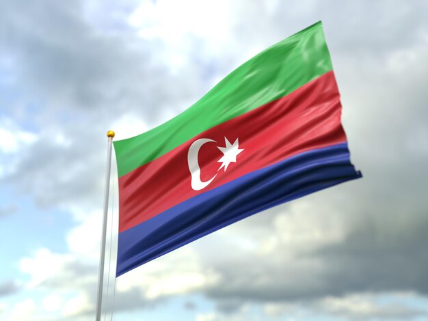 Foto vista da bandeira do azerbaijão ao vento