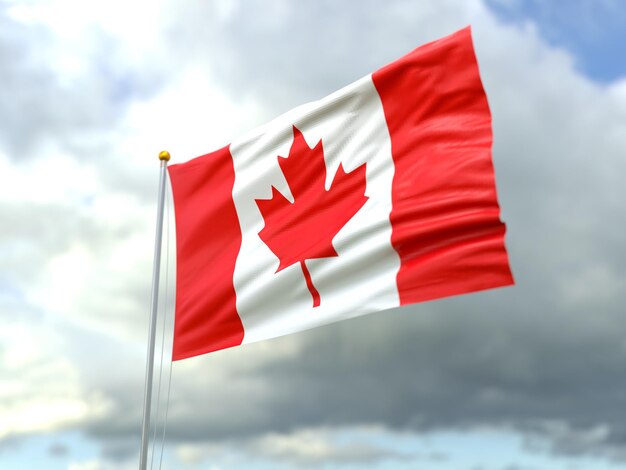 Vista da bandeira do Canadá ao vento