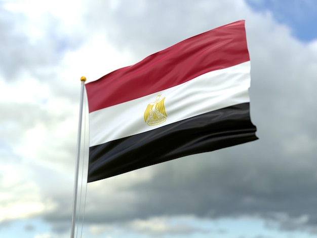 Vista da bandeira do Egito ao vento