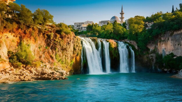 Foto vista da cachoeira upper duden na cidade de antalya