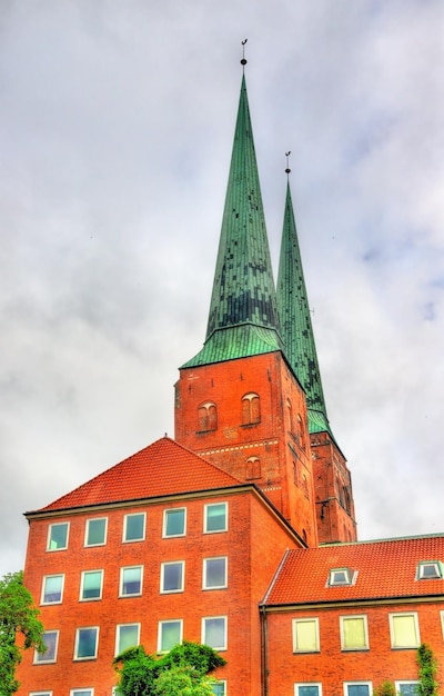 Vista da Catedral de Lübeck, na Alemanha, Schleswig-Holstein