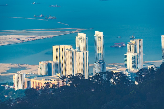 Vista da cidade de Penang, vista das colinas de Penang