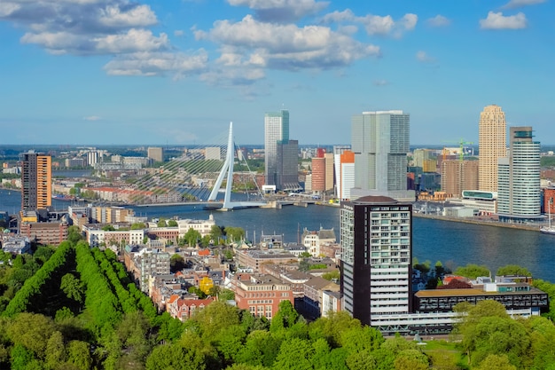 Vista da cidade de Roterdã e a ponte Erasmus