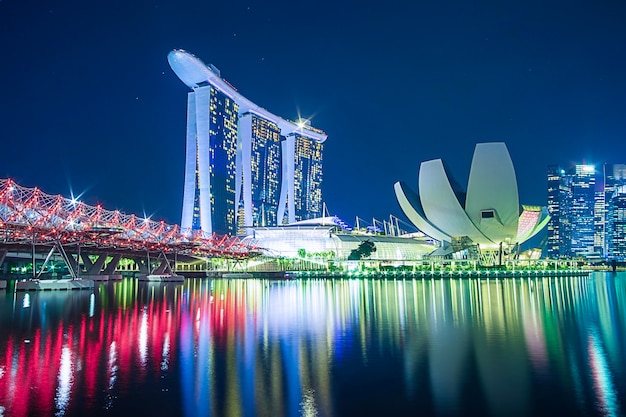 Vista da cidade de Singapura à noite