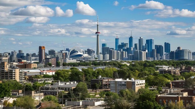 Foto vista da cidade de toronto da avenida riverdale, ontário, canadá