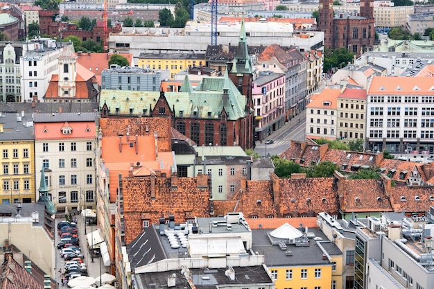 Vista da cidade de uma altura Gdansk Polônia Europa