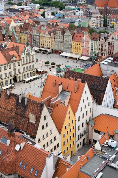 Vista da cidade de uma altura Gdansk Polônia Europa