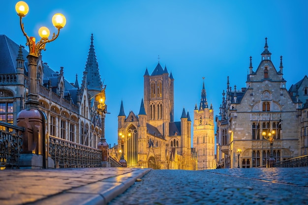 Vista da cidade histórica do centro da cidade de Ghent, na Bélgica