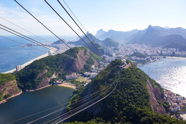 Foto vista da estação do teleférico no pão de açúcar no rio de janeiro, brasil