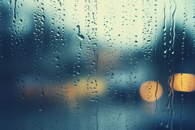 Vista da estrada através da janela do carro desfocada com chuva forte Dirigindo em tempo de chuva chuvoso Queda de chuva abstrata