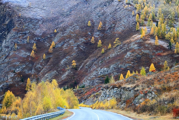 vista da estrada de outono, paisagem de viagens de liberdade