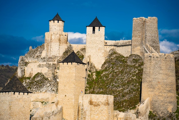 Vista da fortaleza medieval de golubac na sérvia