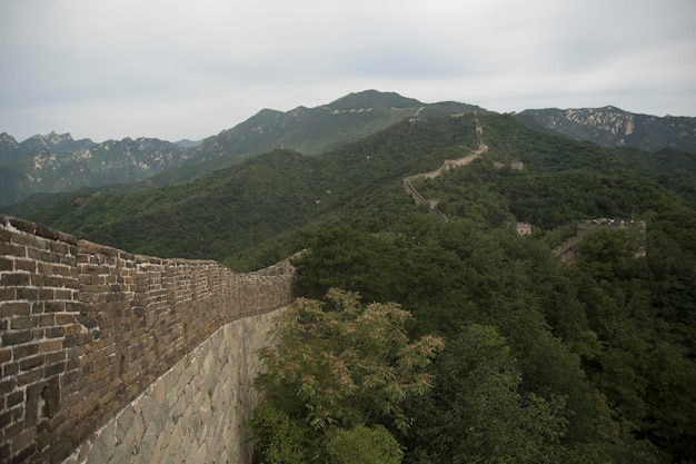 Vista da Grande Muralha da China no verão