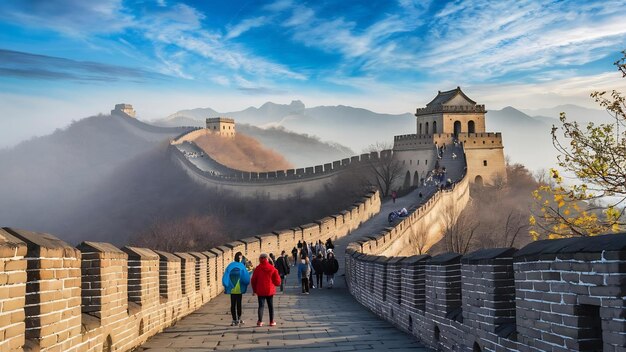 Foto vista da grande muralha em badaling, pequim, china