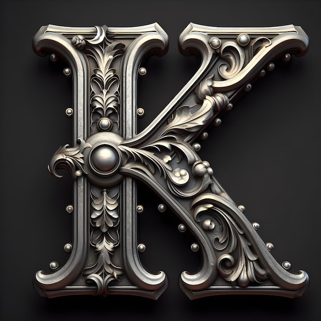 Foto vista da letra 3d k com design steampunk
