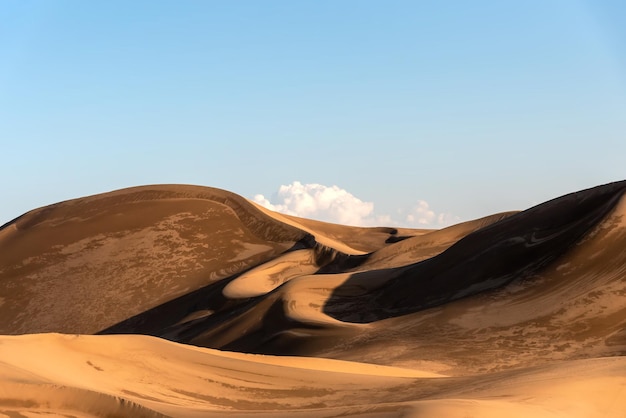 Foto vista da natureza e paisagens de dasht e lut ou deserto do saara após a chuva com dunas de areia molhadas