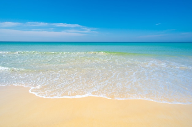 Vista da paisagem da praia com céu azul