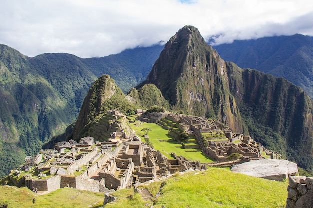 Vista da paisagem de Machu Picchu novas sete maravilhas deste mundo no Peru.