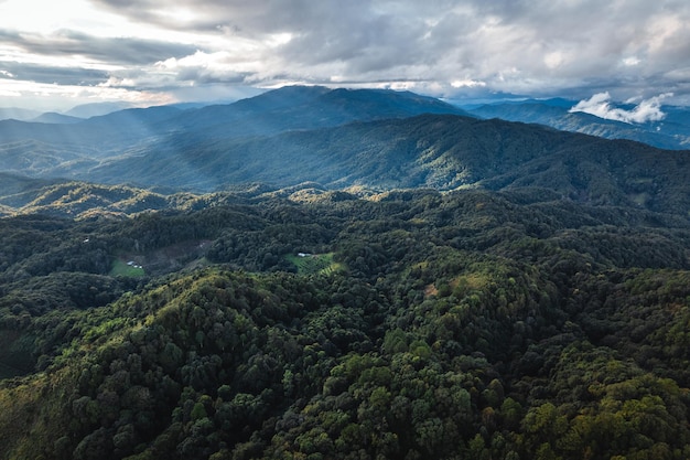 Vista da paisagem na colina verde alta