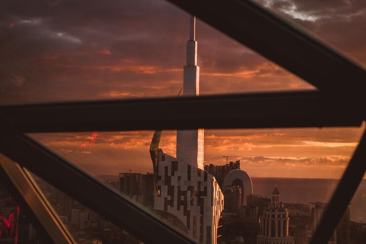 Foto vista da ponte ao pôr-do-sol