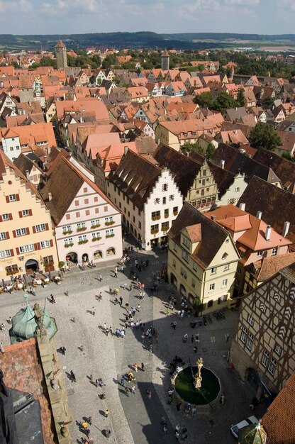 Vista da Praça do Mercado Rothenburg ob der Tauber Baviera Alemanha