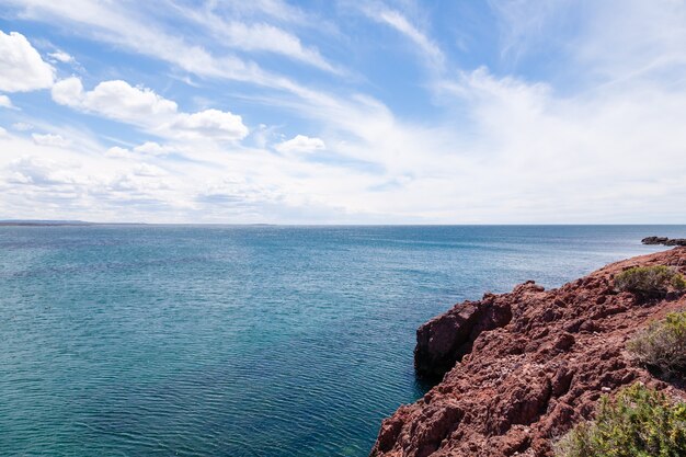 Vista da praia de Punta Tombo, paisagem da Patagônia, Argentina