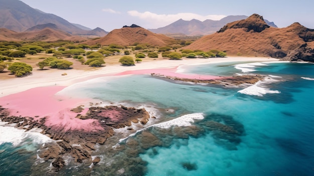 vista da praia rosa ilha de komodo indonésia areia e ondas