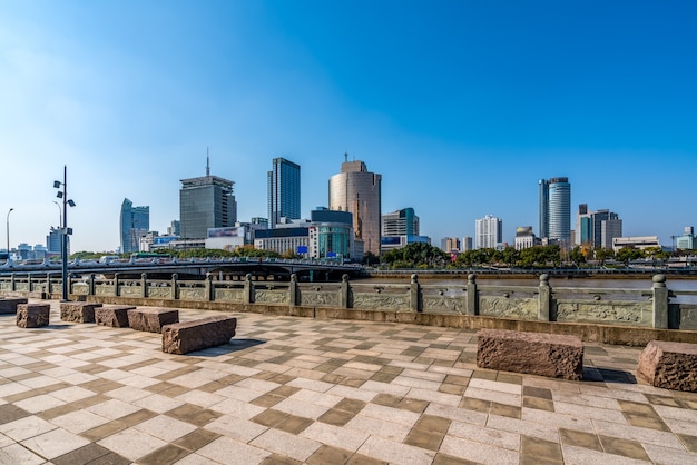 Vista da rua da paisagem urbana de sanjiangkou, ningbo