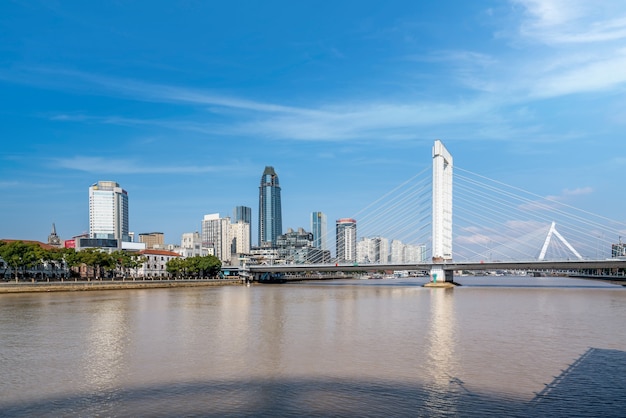 Vista da rua da paisagem urbana de Sanjiangkou, Ningbo