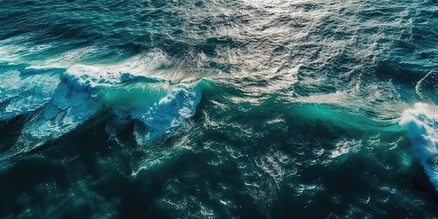 Foto vista da superfície do mar azul da águavista aérea tiro panorâmico generative ai