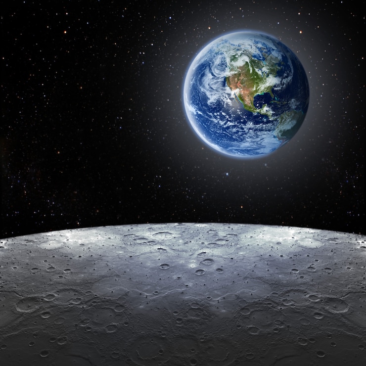 Foto vista da terra da lua. elementos desta imagem fornecidos pela nasa