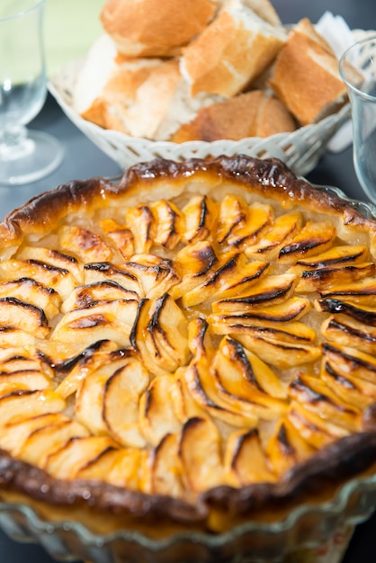 Vista da torta de torta de maçã caseira