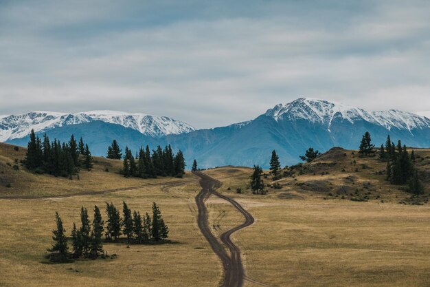 Vista das estepes kurai nas montanhas de altai