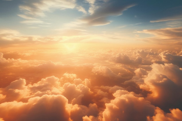 Vista das nuvens da janela de um avião