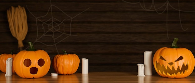 Vista de abóbora na mesa durante o Halloween