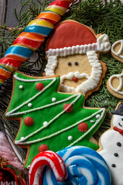 Foto vista de alto ângulo da decoração de natal