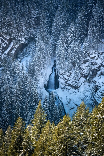 Foto vista de alto ângulo da paisagem coberta de neve