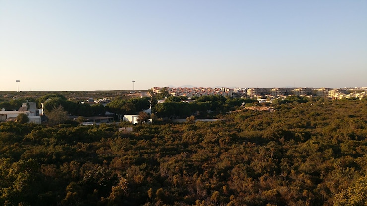 Foto vista de alto ângulo da paisagem da cidade contra um céu claro
