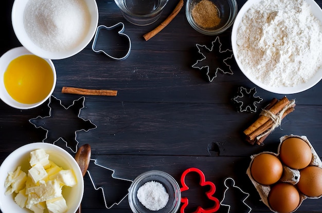 Foto vista de alto ângulo de alimentos na mesa