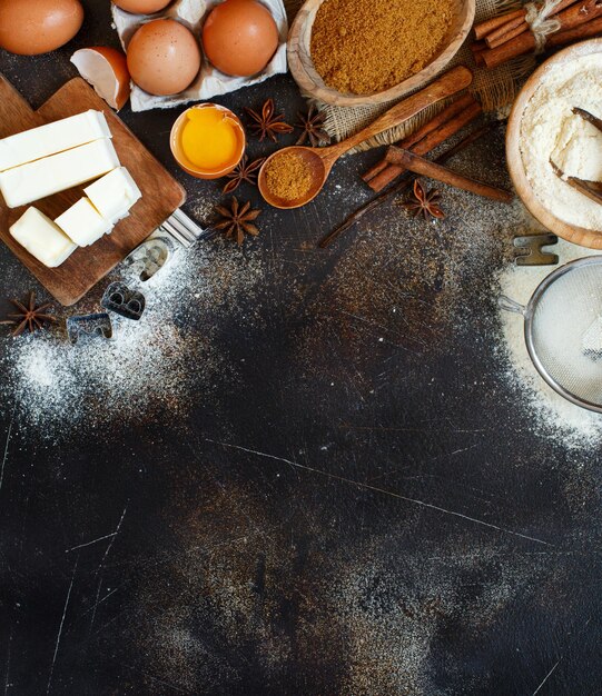 Foto vista de alto ângulo de alimentos na mesa