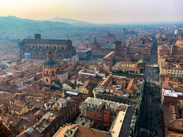 Foto vista de alto ângulo de bolonha