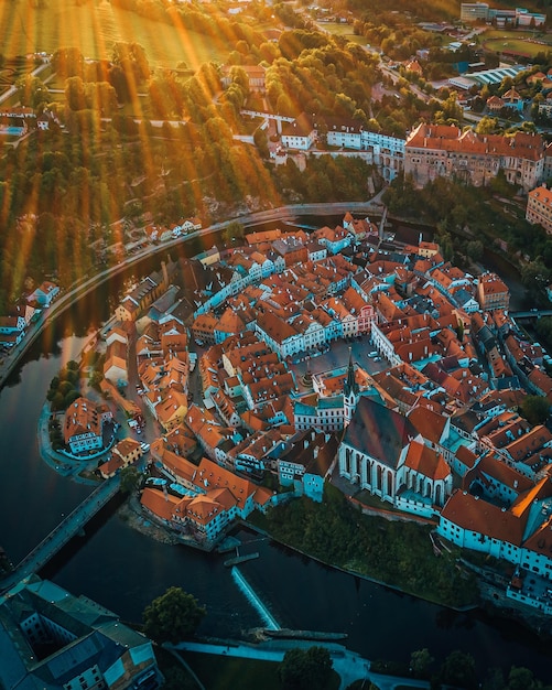 Vista de alto ângulo de edifícios na cidade