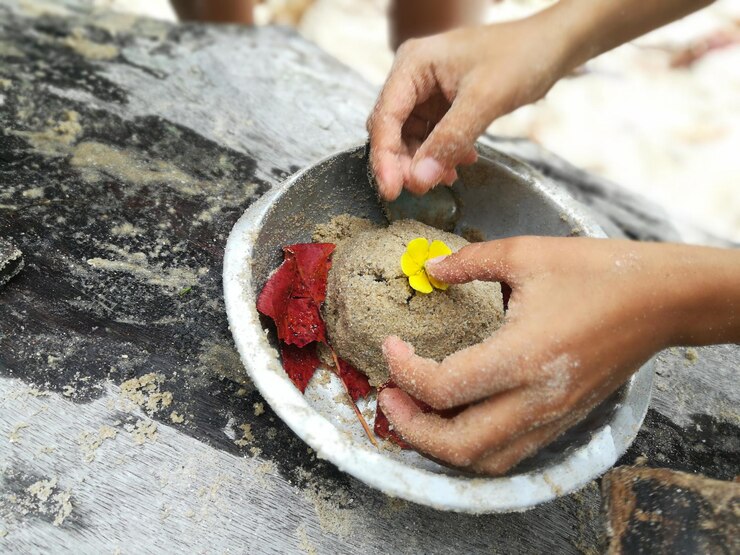 Foto vista de alto ângulo de mulher preparando comida