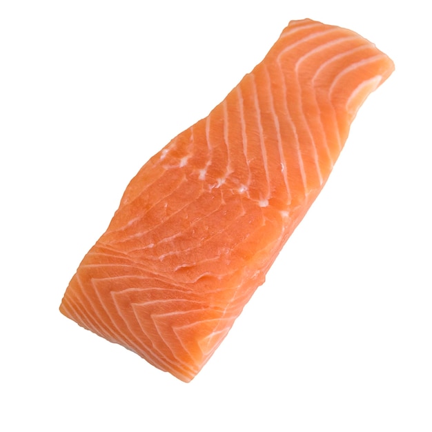 Foto vista de alto ângulo de salmão contra fundo branco