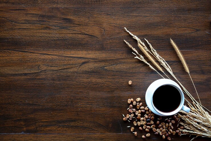 Foto vista de alto ângulo do café na mesa