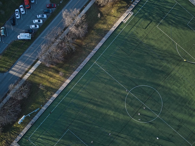 Foto vista de alto ângulo do campo agrícola