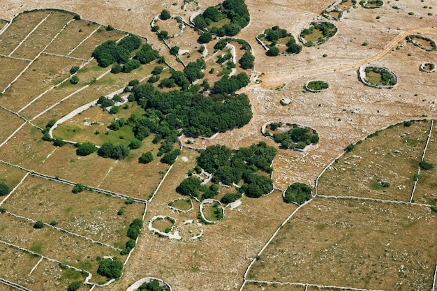 Foto vista de alto ângulo do campo agrícola