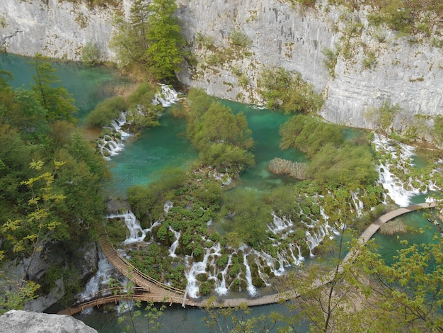 Foto vista de alto ângulo do lago