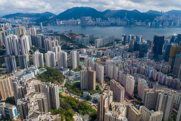 Vista de alto ângulo dos edifícios da cidade