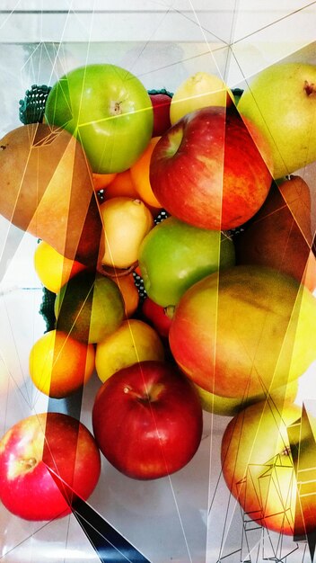 Foto vista de ângulo alto da maçã